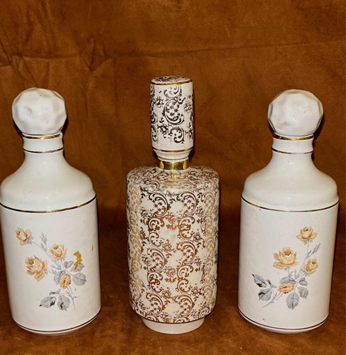 Frascos Perfume Antiguos Porcelana Con Oro De Colección