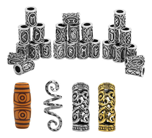 Runas Vikingas Huecas Barbas Anillos Nudo Joyería Para El