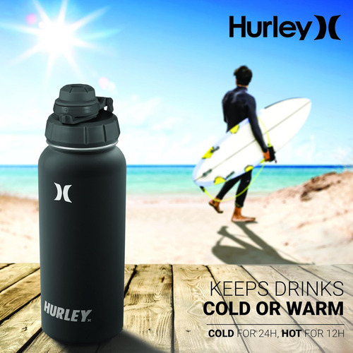 Hurley Botella De Agua De 32 Oz Con Tapa Para Bebidas Frías