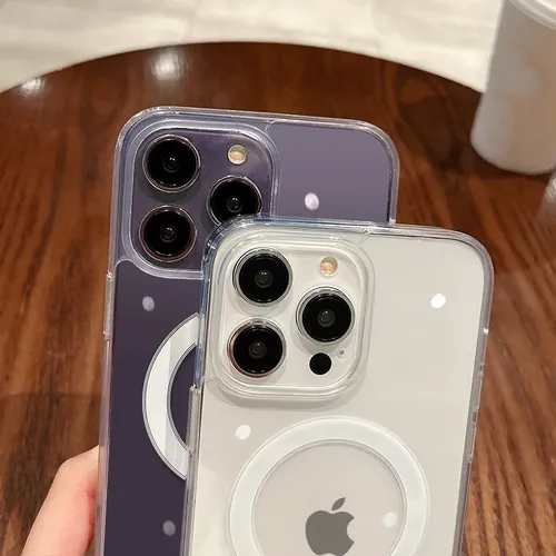 For Magesafe Magnetic Transparent Wireless Charge Case For iPhone 11 12 13 14 15 16 Pro Max Plus Mini X 7 8 Shockproof