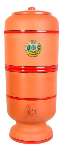 Filtro De Barro 12l Bebedouro Purificador De Água + 1 Vela Cor Marrom