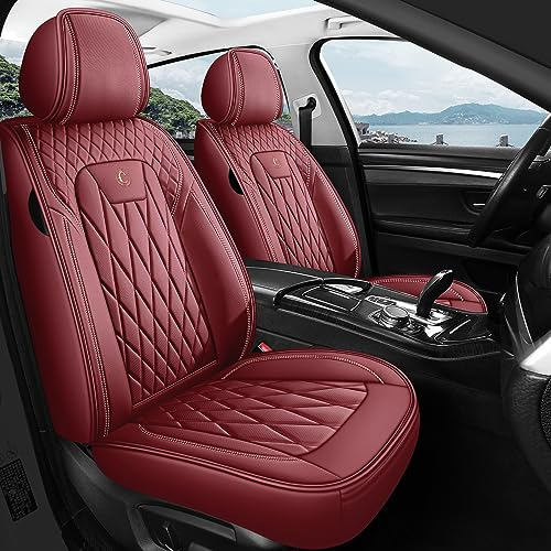 O2mat 2pcs Car Seat Covers Front Set With Waterproof Leathe