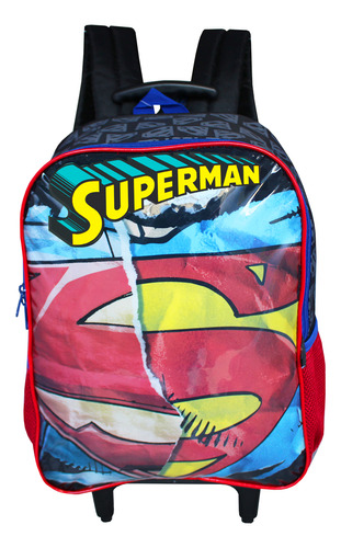 Mochila Escolar De Rodinhas Superman Dc Comics Infantil