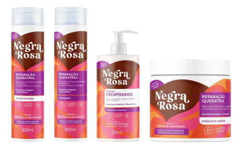 Kit Negra Rosa Reparação Cond+sh+masc+cr Pentear Crespissimo