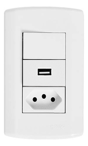 Interruptor Simples + Tomada 10a + Tomada Usb Pluzie 4x2