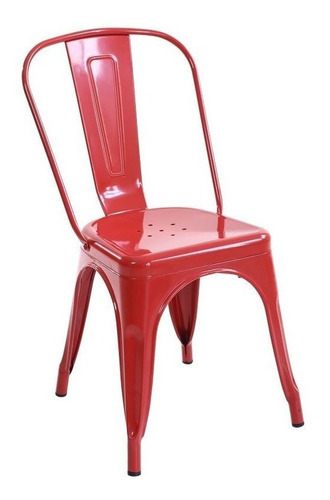 Cadeira Fixa Design Tolix Metal Pelegrin Pel-1518 Vermelha Cor da estrutura da cadeira Vermelho Cor do assento Vermelho