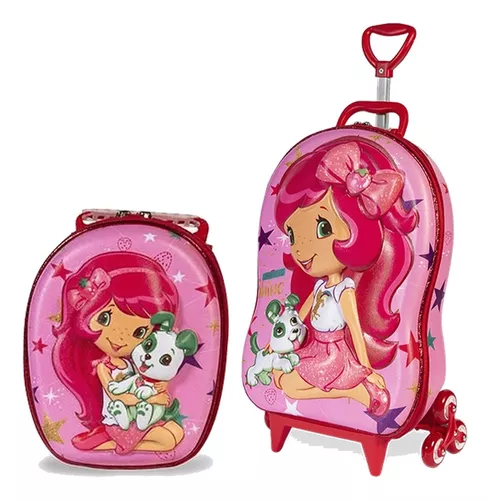 Mochila Escolar Moranguinho Pets 3d Com Rodinhas E Lancheira 2020