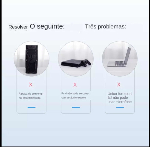 Imagem 7 de 10 de Adaptador De Áudio Microfone Placa De Som