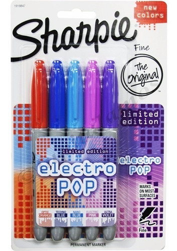 Marcadores Sharpie Fino X5 Colores Ed. Limitada Electro Pop