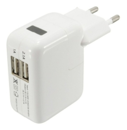 Imagen 2 de 3 de Cargador Enchufe Doble Usb 5v 2.1a Y 1a