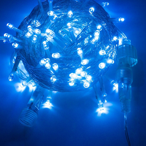 Imagen 1 de 5 de Serie De Luces Navideñas Azules Luz Fija 10m Interconectable