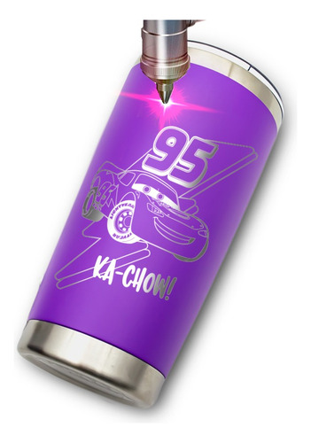 Termo Yite Morado 500 Ml Diseño De Rayo Mcqueen