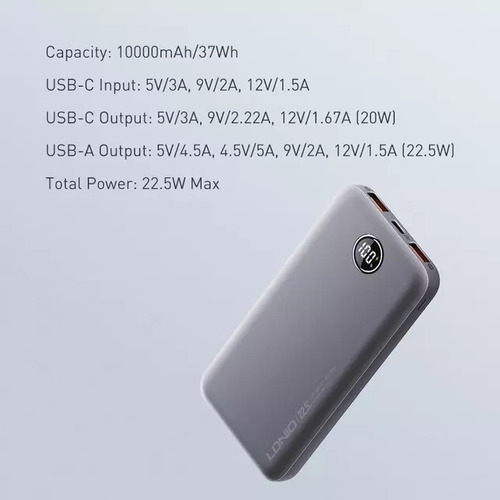 Imagen 9 de 10 de Ldnio P10 Powerbank Bateria Externa 10000mah Carga Rapida