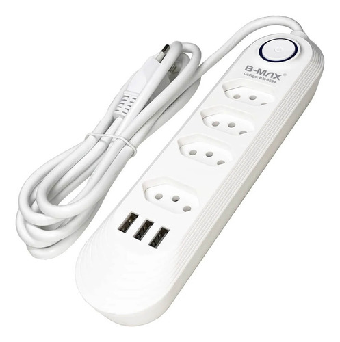 Extensão Bivolt Com 3 Usb Tipo-c E Botão