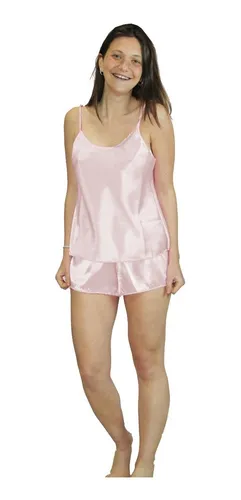 Pack X3 Pijama De Sat n Raso Liso Mujer Verano
