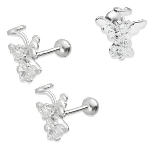 Aretes Broquel Angelito Zirconia Plata .925 Taxco Gro