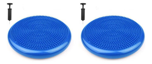 Kit C/2 Disco De Equilíbrio Cushion Inflável Yoga Pilates Cor Azul