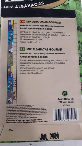 Semillas Albahaca Mix Premium Gourmet Az