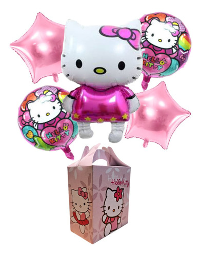 Hello Kitty Set Decoracion Globos+ Cajas Dulceras 30 Niñas 