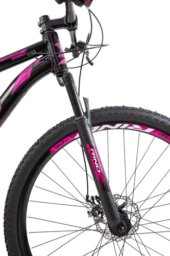 Bicicleta Aro 29 Alumínio 24v Rino Start Mtb Disco Suspensão Cor Preto/pink Tamanho Do Quadro 19