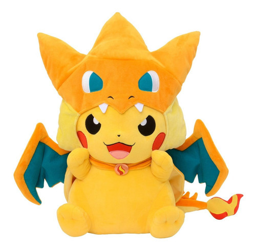 Peluche Pokémon Pikachu con Mega Charizard y
