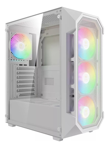 Gabinete Gamer Aura White Gc1 + 4 Fans Rgb