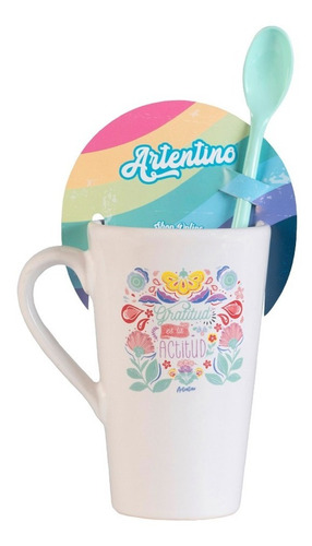 6 Jarro Taza Alta Cerámica Café Té Cuchara Regalo Original
