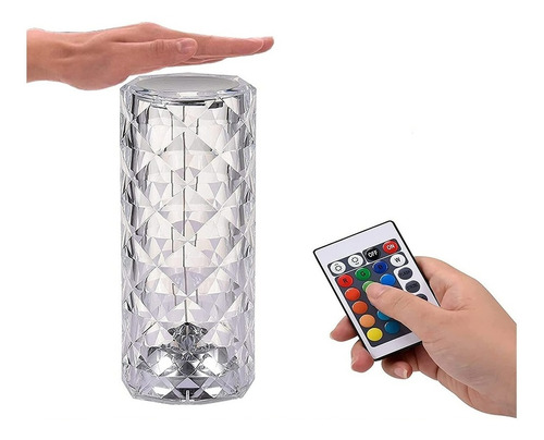 Lámpara Velador Adorno Cristal Diamante Acrílico Táctil Usb