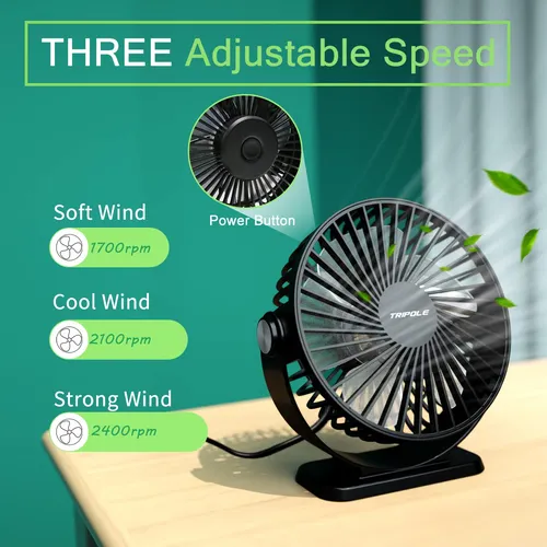 Ventilador De Escritorio De Tres Polos, Pequeño, Portátil, A