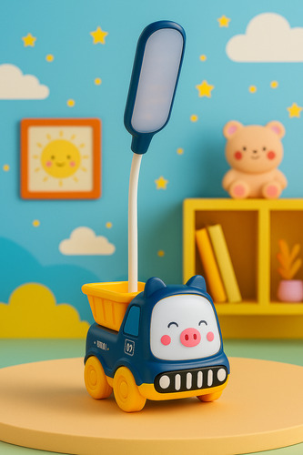 Lampara Led Luz De Noche Infantil Recargable Velador Camion Amarillo