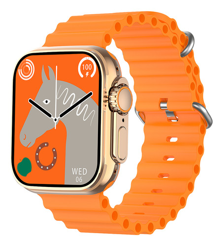 Smartwatch Ultra 3 Mini 38mm Ilha Dinâmica Com Chat Gpt Nfc Caixa Preto Pulseira Laranja Bisel Preto Desenho Da Pulseira Mesh