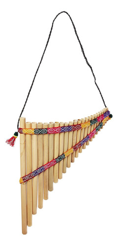 Panpipe De Zampona Andino De Bambú Con Acentos Textiles E