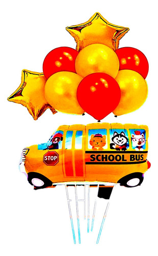 Bouquet Globos Auto Bienvenida Escolar Amarillo