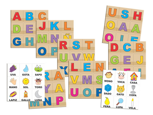 Juego De Letras. Abecedario. De Cartón 5 Propuestas De Juego