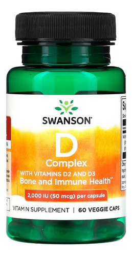 Vitamina D Com D-2 E D-3 Swanson 50mcg 60caps Sabor Sem sabor