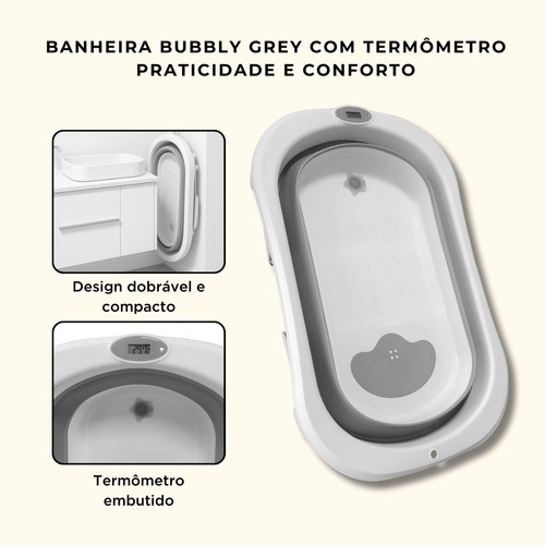 Banheira Dobravél Com Suporte Almofada E Termômetro Premium