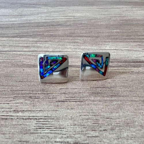 Imagen 4 de 9 de Arete Broquel Ópalo Plata 925 Mujer Agálea Joyería