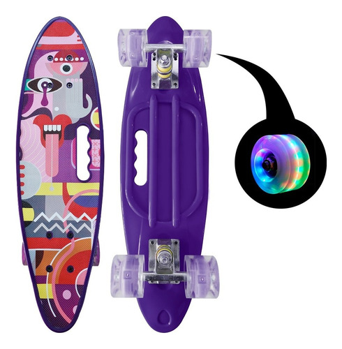 Skate Penny Cruiser Patineta Colored Face Ruedas Led Niños