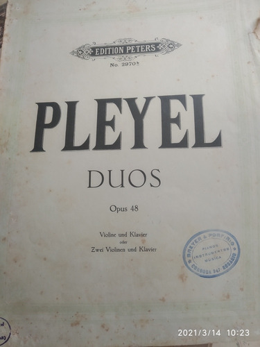 Seis Duos Para ViolĂn Y Piano.op 48.pleyel (Usado)