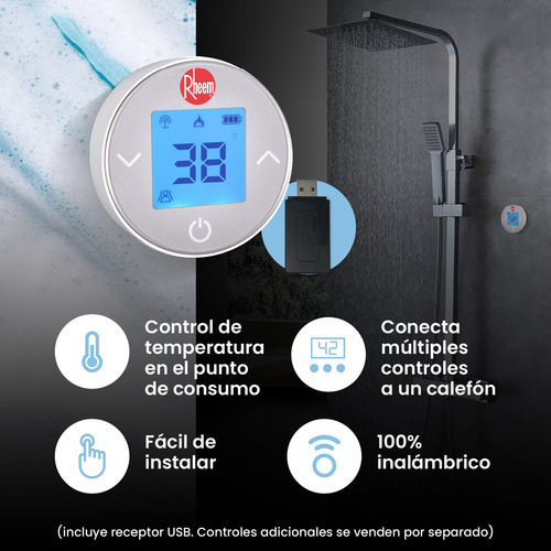 Calefont 18 L Gas Licuado T. Forzado + Control Digital Rheem