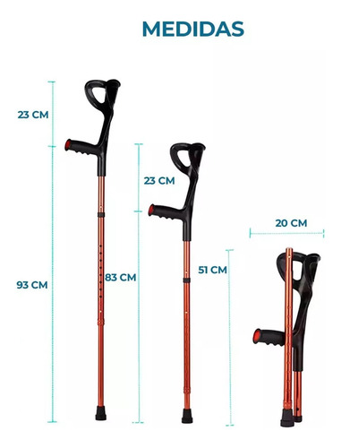 2 Piezas De Muleta Canadiense Ergonómica Plegable Ajustable