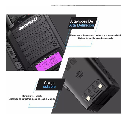 4 Radios Baofeng Uv9r Plus U/vhf Con Manos Libres Bandas 8w Negro Uhf/vuf