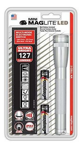 Maglite Mini Led 2-cell Linterna Aa Con La Pistolera, Silver