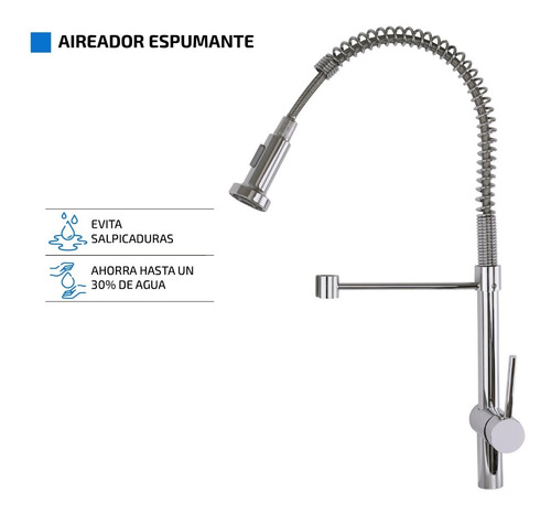 Imagen 4 de 9 de Griferia Extensible Para Cocina Canilla Monocomando Flexible
