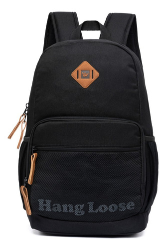 Mochila Hang Loose Bolsa Casual Escolar Resistente Cor Preto Desenho Do Tecido Liso