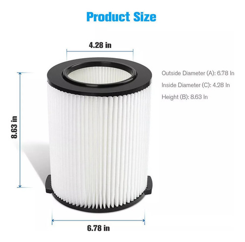 Filtro Vac Úmido/seco Para Filtro De Vácuo Ridgid Vf4000