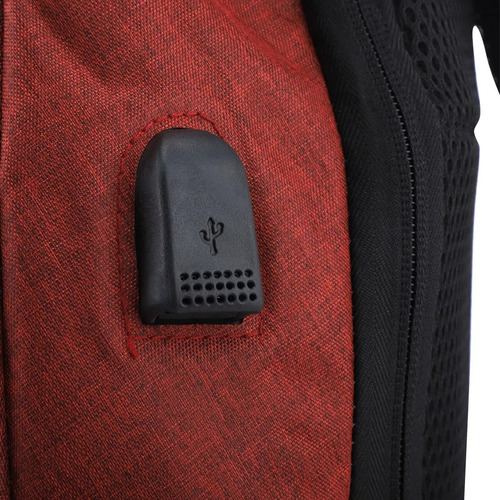 Mochila Con Puerto Usb Negro/rojo Impermeable Kushiro