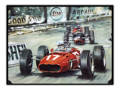 #1115 - Cuadro Vintage - Ferrari Retro Poster F1 No Chapa