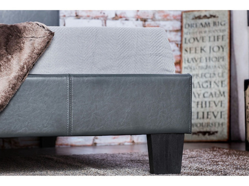 Imagen 5 de 7 de Cama Winn Park King, Cama Moderna De Piel Gris