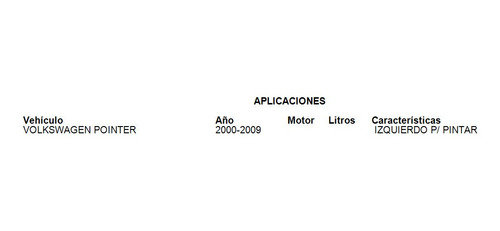Espejo Izquierdo Vw Pointer 2 Puertas Manual 2000 2001 2002